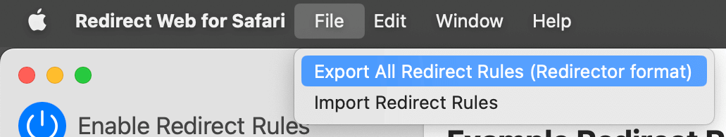 Menubar > Soubor (Redirector)