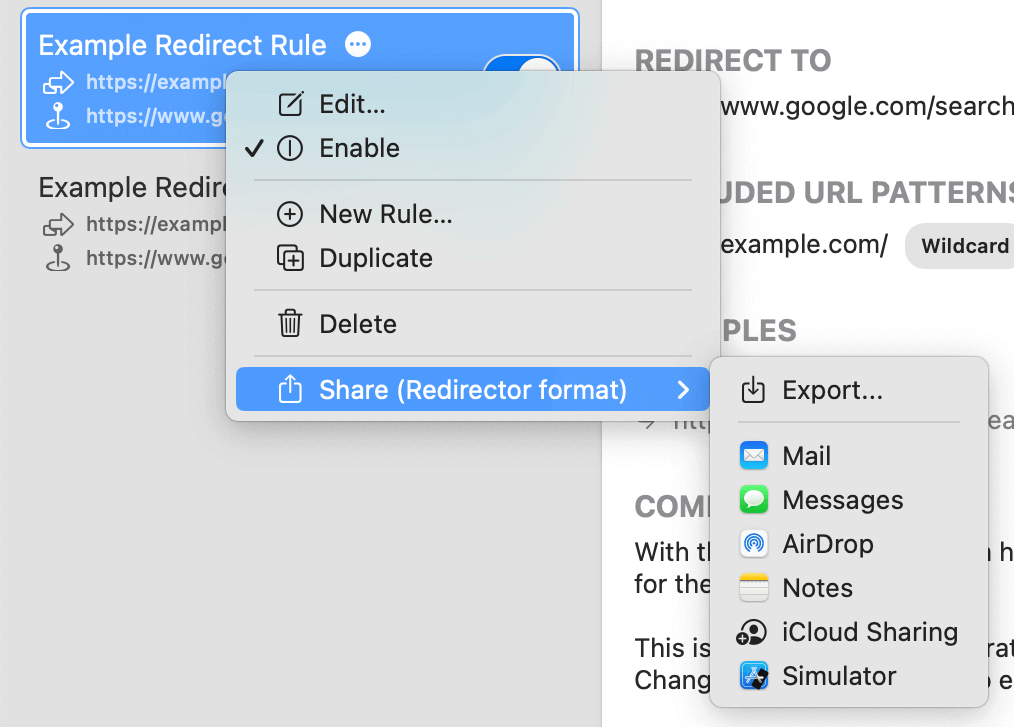 Kontekstmenu (Redirector)