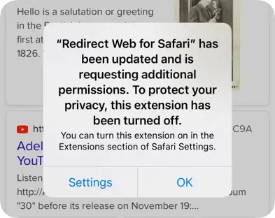 Une alerte de désactivation de l'application